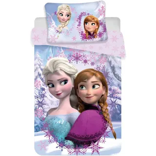 Disney Frozen Anna Elsa Bettwäsche - Set, Einzelbett und Kissenbezug 140 x 200, Baumwolle, original.