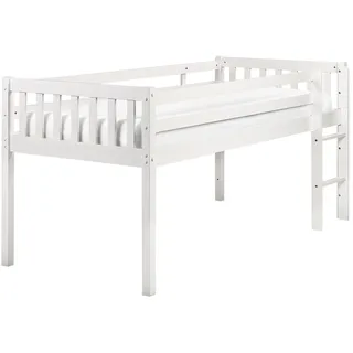 Beliani Halbhochbett Peipin 90 x 200 cm Holz weiß