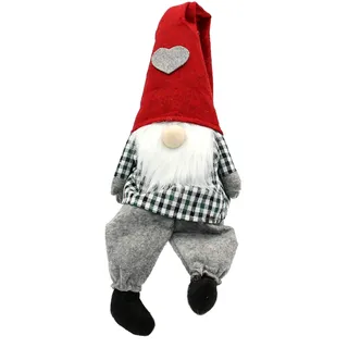 Dekorativer Kantensitzer/Fensterstopper/Türstopper - Türhalter als Plusch/Filz-Wichtel ohne Augen, Gnom Felix, Größe ca. 17 x 11 x 57 cm.