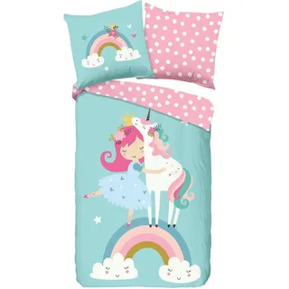 Jugendbettwäsche , Multicolor , Textil , Einhorn , 135x200 cm , atmungsaktiv , Heimtextilien, Bettwäsche & Leintücher, Kinderbettwäsche