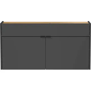 Konsole Amika 2 Türen und 1 Schublade schwebend - Anthrazit/Eiche - Grau