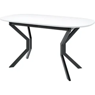 Masseno ESSTISCH VITO M 150 cm - 190 cm / 80 cm x 77 cm Ausziehbar Esszimmertisch, Küchentisch, Ovaler Tisch, Modern Design - Weiß
