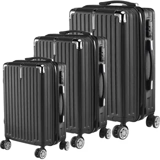 Gepäckset, langlebiges PP-Material, integrierter TSA-Schloss, Schwarz-C