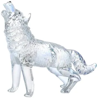 yanwuwa Kristallglas Wolf Figur Heulender Wolf Statue Hand Glas Tier Skulptur Sammlerstück Briefbeschwerer