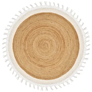 Beliani Teppich geflochten Marts 140/140 cm , Beige , Naturmaterialen , Rund , 140x140 cm , Teppiche und Böden, Teppiche, Flachwebteppiche