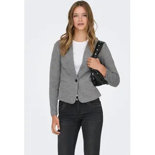 Kurzblazer ONLY "ONLSELKIE L/S MEL FIT BLAZER TLR", Damen, Gr. 36, light grau melange, Jersey, Obermaterial: 66% Polyester, 34% Baumwolle, meliert, regular fit taillenbedeckt, V-Ausschnitt, Blazer Kurzblazer, Materialmix, regular fit
