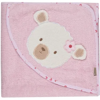 Sterntaler Kapuzenbadetuch Bär Betty, Baby-Badetuch mit Kapuze, saugfähige Baumwolle, süße 3D-Ohren, weich und pflegeleicht, 100×100×0,5 cm, rosa