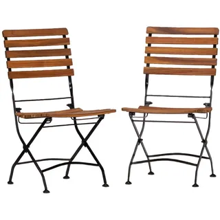 Gardenson Gartenklappstuhl-Set , Anthrazit, Akaziefarben , Holz, Metall , Akazie , 45x89x58 cm , klappbar, gastro- und objekttauglich, wetterbeständig, UV-beständig, abwischbar , Gartenmöbel, Gartensessel, Gartenklappstühle