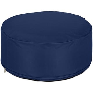 Relaxdays Aufblasbarer Hocker, Outdoor Pouf für Garten, Balkon, Camping, Sitzhocker rund, HxD: 26x56 cm, Sitzpouf, blau