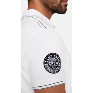 Camp David Poloshirt Base Jumping Kurzarmshirt mit Polokragen - Weiß