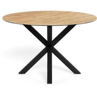 Mid.you Esstisch , Schwarz, Eichefarben , Metall, Glas, Keramik , rund , Sternfuß , 119x75.5x119 cm , Esszimmer, Esstische, Esstische Keramik