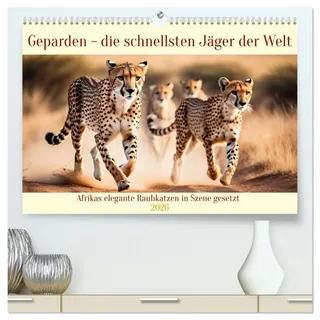 Geparden - die schnellsten Jäger der Welt (hochwertiger Premium Wandkalender 2026 DIN A2 quer), Kunstdruck in Hochglanz: Afrikas elegante Raubkatzen in Szene gesetzt (CALVENDO Tiere)