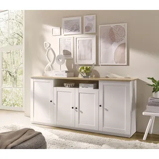 OTTO home Sideboard Brest 204 x 93 x 43 cm Weiß / Eiche geölt