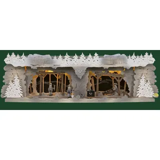 Schwibbogen Bergbau beschneit BxHxT 58x18x14,5cm NEU Leuchterbogen Lichterbogen