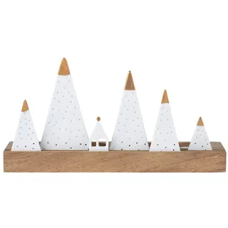 Räder Living Xmas Lichtobjekt Berge aus Porzellan und Akazienholz mit Goldakzenten in der Größe 25x7x13,5cm, 89874