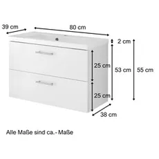 Bild von MÖBEL Waschtisch »Porta«, BxHxT: 80 x 54 x 39 cm - weiss