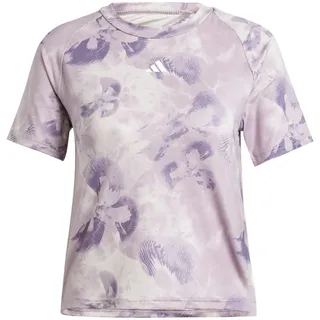 adidas Damen Train Essentials AOP Flower Tie-Dye Tee T-Shirt, Putty Mauve/Preloved Fig, L