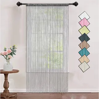 HSYLYM String Vorhänge Dichte Dekorative Verwendung Single Door Vorhang für Windows,Grau,90 x 200 cm