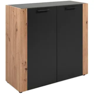 Mid.you Kommode , Anthrazit, Eiche Artisan , Holzwerkstoff , 1 Fächer , 89x85x34.5 cm , Kleinmöbel, Kommoden, Kommoden