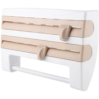 Wandrollenhalter, Küchenrollenhalter Wand Küchenabroller 3 Fach Küchenwandregal Papierrollenhalter Praktischen Schneidabroller Küchenrolle Alufolie Küchenregal mit Scharfen Klingen