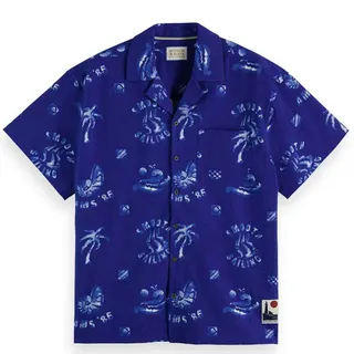 Scotch & Soda 175506 Kurzarmhemd - Blue Smooth Sailing Aop - XL