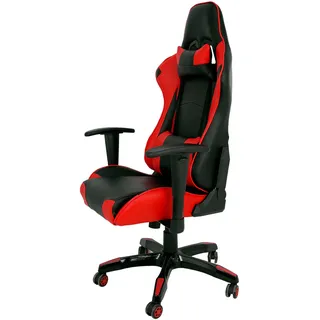 La Chaise Spanische Kindergartenstuhl mit Armlehnen, Kunstleder, Schwarz und Rot, 51 x 48 x 130 cm