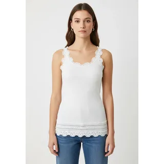 rosemunde Spitzentop "Benita Silk Top Camisole mit Seide" Vintage-Spitze am Ausschnitt, feminin, Rundhalsausschnitt, Seidenmix, new weiß