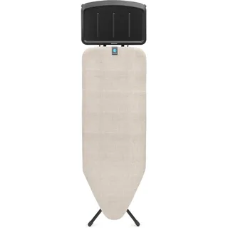 Brabantia Bügelbrett C, 124 x 45 cm – Denim Grey | 100% Fairtrade-Baumwolle | Stabiles, großes Bügelbrett | Faltbar, höhenverstellbar, solide Dampfbügeleisenablage | Fairtrade, C2C-Zertifiziert