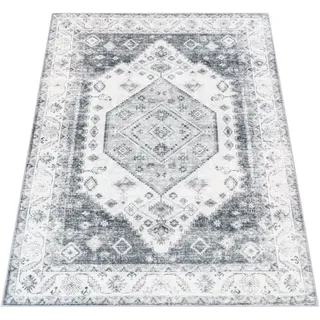 Paco Home Teppich Wohnzimmer Kurzflor rutschfest Weich Orientalisch Bordüre Ornament, 200x280 cm, grau