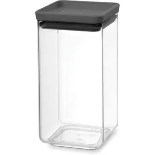 Brabantia Vorratsdose , Dunkelgrau , Kunststoff , 1,6 l , 11x20x11 cm , lebensmittelecht, luftdichter Verschluss, stapelbar , Küchenzubehör, Vorratsbehälter, Vorratsdosen