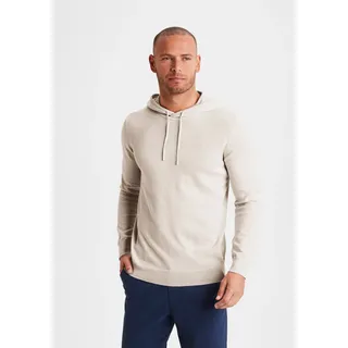 Hoodie H.I.S "Strickpullover mit Kapuze", Herren, Gr. XL (56/58), beige, Feinstrick, Obermaterial: 60% Baumwolle, 40% Polyester, unifarben, regular fit normal, Rundhals, Strickbündchen, Sweatshirts Hoodie, Feinstrick aus pflegeleichter Baumwollmischung
