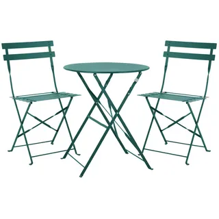 Svita Bistro-Set Berlin Metall Dunkelgrün , rund , Gartenmöbel, Gartengarnituren, Balkonmöbel-Sets