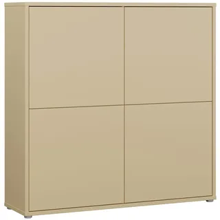 Highboard FORTE "Alice Springs", buttergelb, B:124,5cm H:121,5cm T:34,9cm, Holzwerkstoff, Sideboards, Highboard, Grifflos,Push to open, Stauraum
