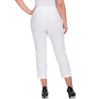 7/8-Hose KJBRAND "BEA 7/8", Damen, Gr. 42, N-Gr, weiß, Web, Obermaterial: 47% Baumwolle, 45% Polyester, 6% Viskose, 2% Elasthan, figurumspielend 7/8-Länge, Hosen 7/8-Hose, bügelfrei