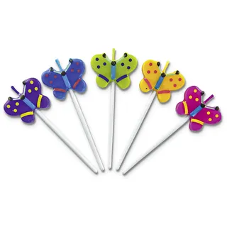 Städter Kerzen Schmetterlinge 3 x 7,5 cm Bunt Sticks Set, 5-teilig