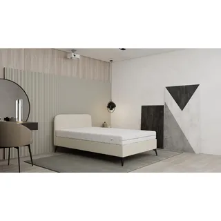 Polsterbett MAVILO - Komfortbett mit Stauraum, Einzelbett, 120x200cm,Beige, Bonellfederkernmatratze, H2/H3 - Beige