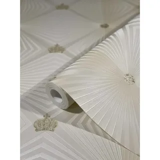 Glööckler Vliestapete Imperial Rauten mit Krönchen Creme