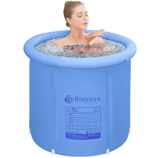 B&Y Faltbare Erwachsene Badewanne, 75x75cm Eisbaden Tonne Aufblasbare Eisbad für Athleten und Sportler Freistehende Ice Tub Eisfass für Outdoor