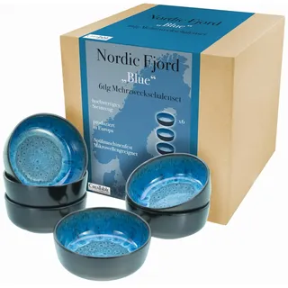 CreaTable 21553, Serie Nordic Fjord, 6-teiliges Geschirrset, Müslischalen Set aus Steinzeug, spülmaschinen- und mikrowellengeeignet, Qualitätsproduktion