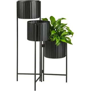 Ambia Home Blumentopf , Schwarz , Metall , Uni , 37x65x37 cm , Abstufung auf der Innenseite , Dekoration, Blumen & Blumentöpfe, Übertöpfe