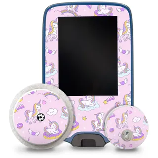 Aufkleber Set passend für Freestyle Libre 2 + 3 Lesegerät + Sensor R229 Einhorn