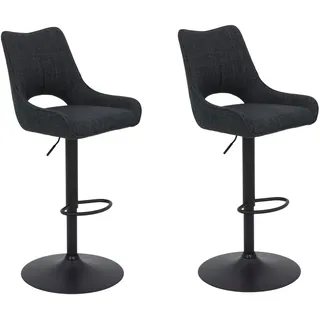 Hela Barhocker "ROCKPORT", grau (anthrazit), B:50cm H:96cm T:57cm, 100% Polyester, Hocker, Barhocker, drehbar,höhenverstellbar,Gasdruckfeder,Rückenausschnitt,Tellerfuß