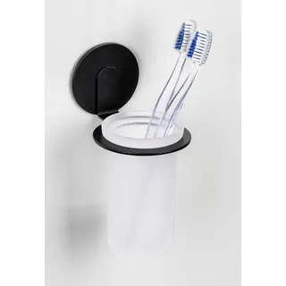 Wenko Zahnputzbecher Bivio Black matt, aus satiniertem Glas