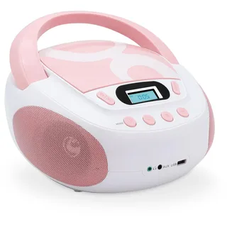 METRONIC 477408 CD-Player mit USB-Anschluss und Kopfhörerausgang, Hellrosa