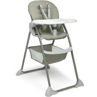 hauck Faltbarer Hochstuhl 6-36 Monate/max. 15 kg, Sit N Fold Sage | Leichter Kinderhochstuhl mit verstellbarem Tablett mit Becherhalter, verstellbare Rückenlehne mit 5-Punkt-Gurt, Korb