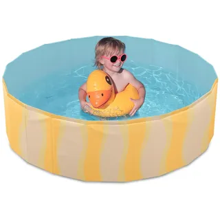 Flur Fester Planschbecken für Kinder, 120 x 30 cm, aus PVC, faltbar mit Rutschfester Unterseite, sicher und einfach zu montieren für den Außenbereich, Muster Sea