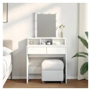 vidaXL Schminktisch mit LED-Beleuchtung Weiß 80x41x144,5 cm