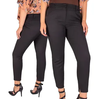 FIRI elegante Damen-Zigarettenhose, gerades Bein mit Schlitz, schwarz 40 /27 L - Schwarz