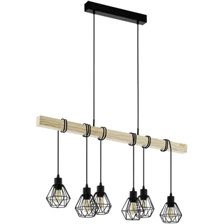 EGLO Townshend 6-flg. 100 cm rund schwarz-braun Holz Metall