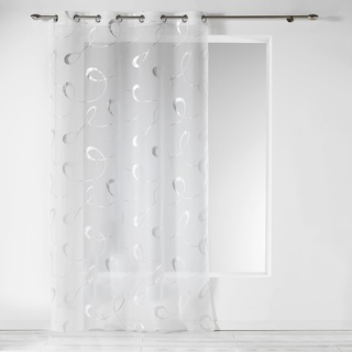 Douceur d'intérieur Infinité Ösenvorhang, Schal, silberfarben, Bedruckt, Polyester, 240 x 140 cm, Keramik, weiß, 140 x 240 cm